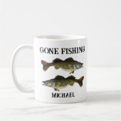 ゴー魚釣りワレイアングラーアウトドア名前をカスタムする コーヒーマグカップ (左)
