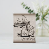 ゴー魚釣りヴィンテージカヌカヤックフィッシュオンバーラップ ポストカード (スタンド正面)