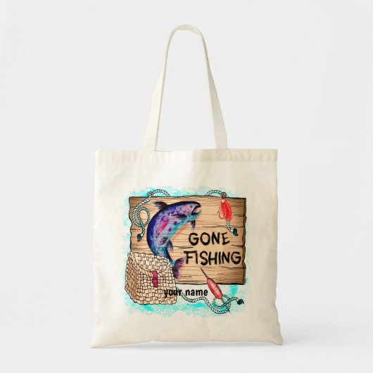 ゴー魚釣り名前をカスタムするトートバッグ トートバッグ (正面)
