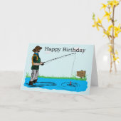 ゴー魚釣り誕生日カード カード (黄色い花)