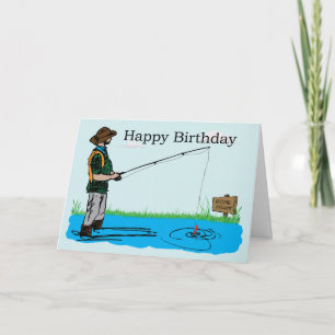 ゴー魚釣り誕生日カード カード