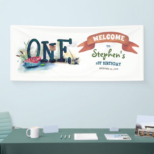 ゴー魚釣り1st誕生日パーティー 横断幕 (トレードショー)