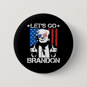 ゴーBrandonトランプ中指旗 缶バッジ