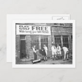 ゴ遊ルフフリー(スーツを押しながら) ポストカード (正面/裏面)