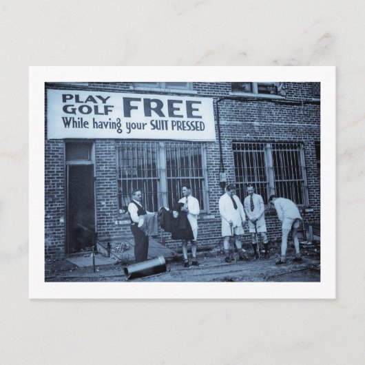 ゴ遊ルフフリー(スーツを押しながら) ポストカード (正面)