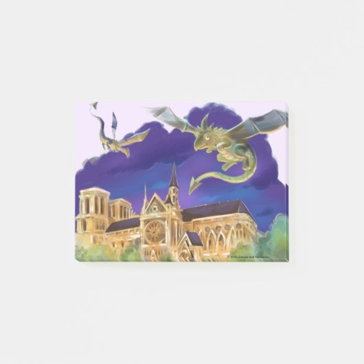 ゴargoyle ノートルダム - パリ ノーツ 4" x 3" ポストイット (正面)