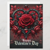 ゴothicな赤いバラのバレンタインデー シーズンカード (正面/裏面)