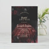 ゴothicスタイルの赤いバラのドレス ブライダルシャワー 招待状 (スタンド正面)