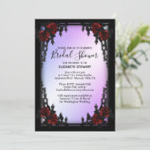 ゴothicスタイルの赤いバラのブライダルシャワー 登録情報付き 招待状 (スタンド正面)