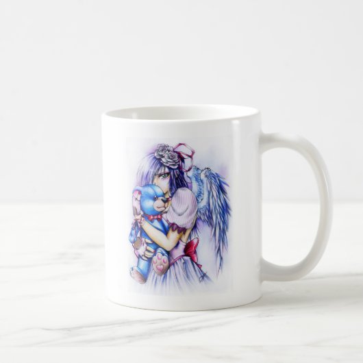 ゴothicピンクの天使の少女テディベア付き コーヒーマグカップ (右)