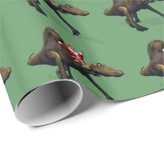 サイおもしろいノサウルスに乗るサンタクロース ラッピングペーパー (ロールコーナー)