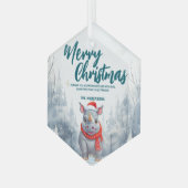 サイおもしろいノメリークリスマスツリー雪ホリデーパーティー ガラスオーナメント (正面左)