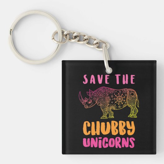 サイおもしろいノ救チュビーUnicorns動物の権利 キーホルダー (正面)