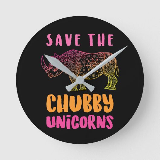 サイおもしろいノ救チュビーUnicorns動物の権利 ラウンド壁時計 (正面)