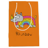 サイおもしろいノ虹かわいいサイの子ども漫画 ミディアムペーパーバッグ (正面)