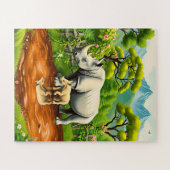 サイとそのベビー ジグソーパズル (横)