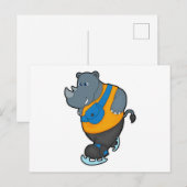 サイのアイススケートとスリングバッグ ポストカード (正面/裏面)