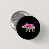 サイのアートかわいいサイ芸術的ノ動物園サファリギフト 缶バッジ (正面&裏面)