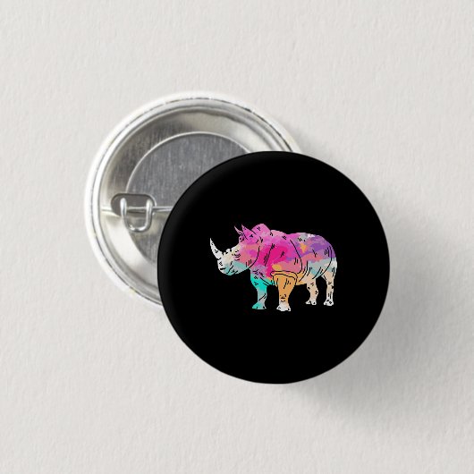 サイのアートかわいいサイ芸術的ノ動物園サファリギフト 缶バッジ (正面&裏面)