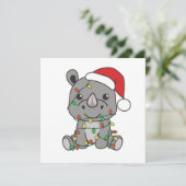 サイのクリスマス冬の動物サイ シーズンカード (スタンド正面)