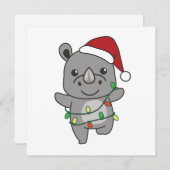 サイのクリスマス冬の動物サイ シーズンカード (正面/裏面)