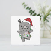 サイのクリスマス冬の動物サイ シーズンカード (スタンド正面)