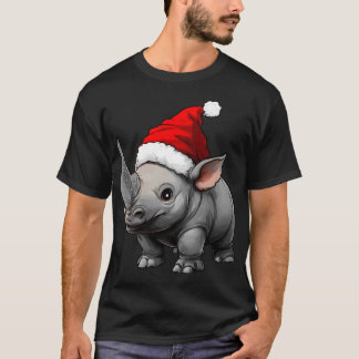 サイのクリスマス / サンタクロースのサイ Tシャツ