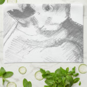 サイのサイの鉛筆のスケッチのスケッチ キッチンタオル (折り畳み)