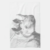 サイのサイの鉛筆のスケッチのスケッチ キッチンタオル (縦)