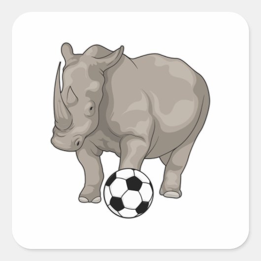 サイのサッカー選手サッカー スクエアシール (正面)