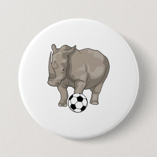 サイのサッカー選手サッカー 缶バッジ (正面)