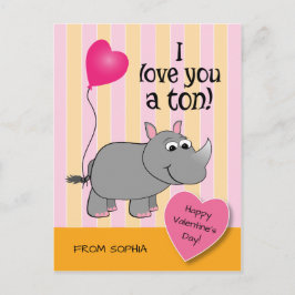 サイのバレンタインデーの教室カード シーズンポストカード