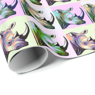 サイのポップアートの衝突 ラッピングペーパー