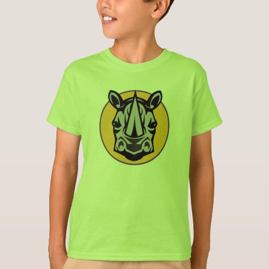 サイのマスコット円形デザイン Tシャツ (正面)