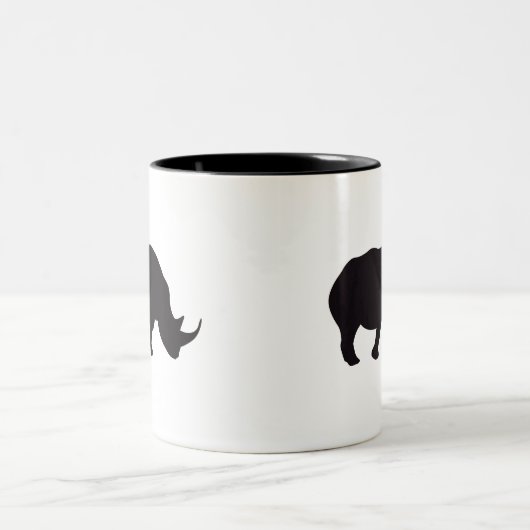 サイのヴィンテージの木製の版木、銅版、版画 ツートーンマグカップ (中央)