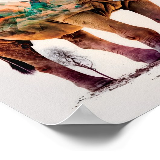 サイの二重露出写真 ポスター (角)