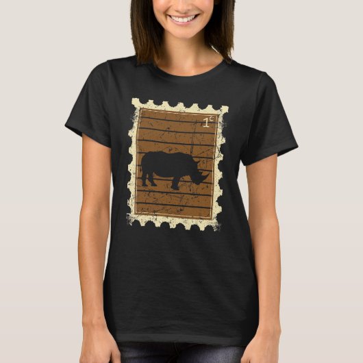サイの切手 Tシャツ (正面)