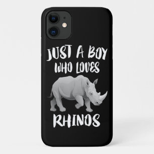 サイの動物の贈り物が大好きな少年 iPhone 11 ケース