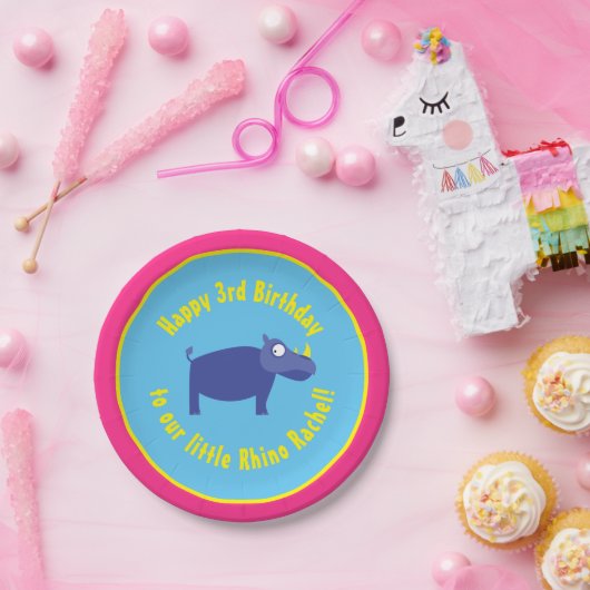 サイの紙皿の動物の誕生会 ペーパープレート (パーティー)