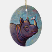 サイの芸術の小さい鳥のうわさ話のおもしろいの絵を描くこと セラミックオーナメント (右)