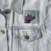 サイの芸術の小さい鳥のうわさ話のおもしろいの絵を描くこと 缶バッジ (インサイチュ)