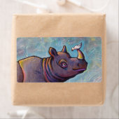 サイの芸術の小鳥ゴシップおもしろい絵画ズ ラベル (インサイチュ)