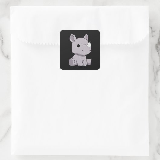 サイの贈り物キッズRhinoギフトサイ スクエアシール (バッグ)