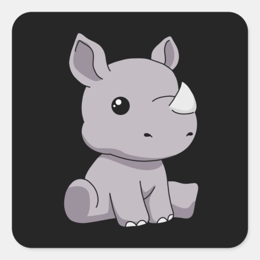 サイの贈り物キッズRhinoギフトサイ スクエアシール (正面)