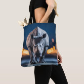 サイの野生動物オン通りアウト トートバッグ (クローズアップ)