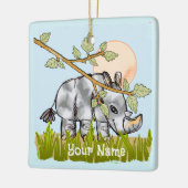 サイの隠蔽 セラミックオーナメント (左)