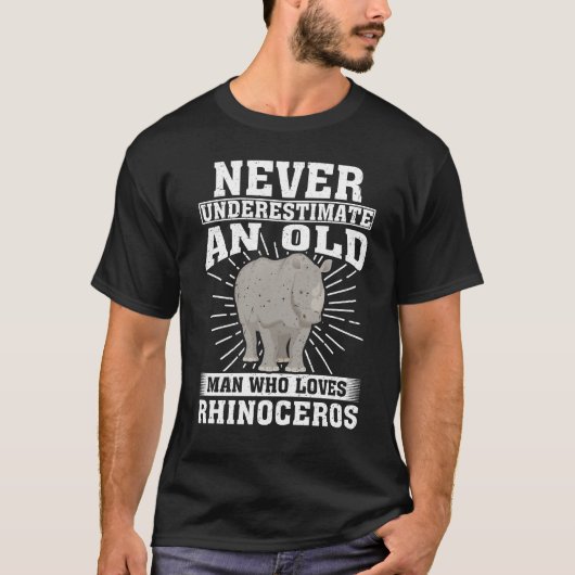サイを愛する老人 Tシャツ (正面)