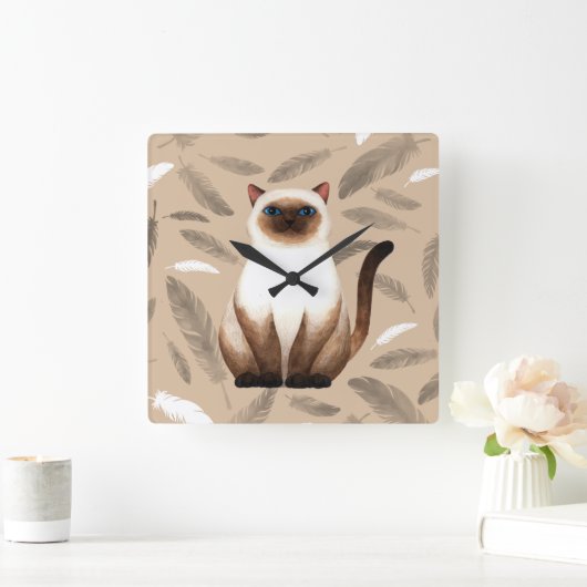 サイアムキャットウォールクロック スクエア壁時計 (ホーム)