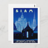 サイアムタイランドヴィンテージ旅行ポスター復元 ポストカード (正面/裏面)