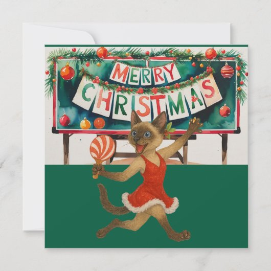 サイアム猫好きをテーマにしたピンポンのクリスマス シーズンカード (正面)